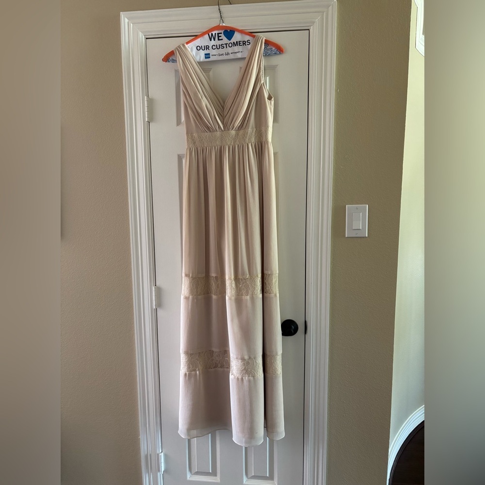 Cream Tiered Ruffled bridesmaids dress